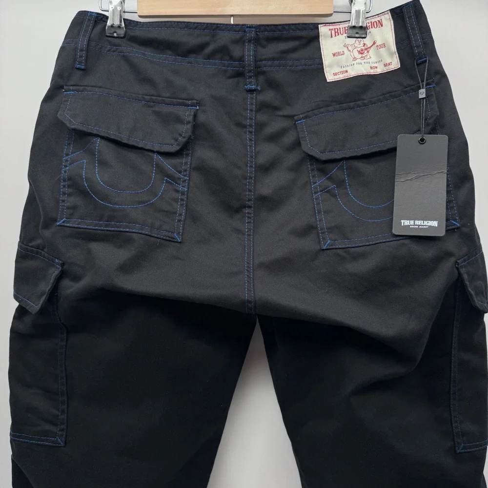 True Religion Cargo Pants Mens 30 Jet Black Pacific Blue NWT